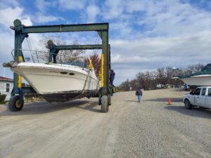 default Aerial view of campground with RVs.